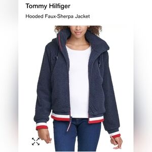 Tommy Hilfiger navy blue Faux Sherpa Hooded Jacket